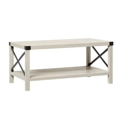 Coffee Table With Lower Shelf Stone Grey